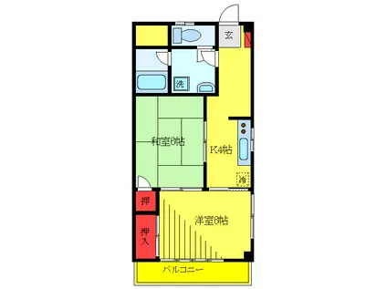 陶石ハウス(2K/2階)の間取り写真