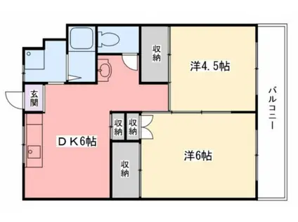 西山団地(2DK/2階)の間取り写真