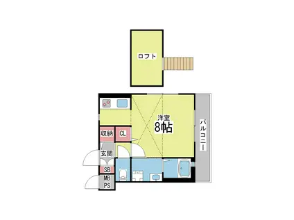 篠原伯母野山三丁目アパート(1K/2階)の間取り写真