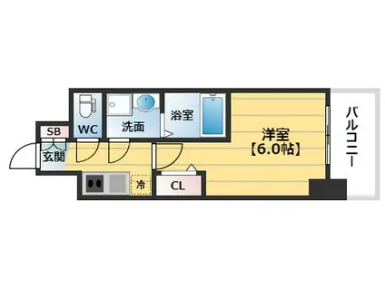 エスリード難波ザ・プレミア(1K/14階)の間取り写真