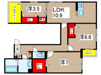 ラ カーサ フェリシダ(3LDK/2階)の間取り写真