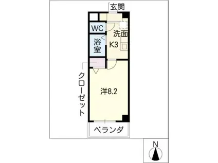 ST.ラール(1K/3階)の間取り写真