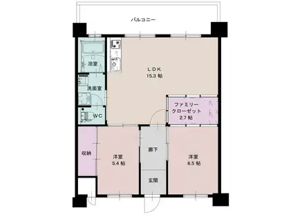 醍醐東市営5棟(2SLDK/3階)の間取り写真