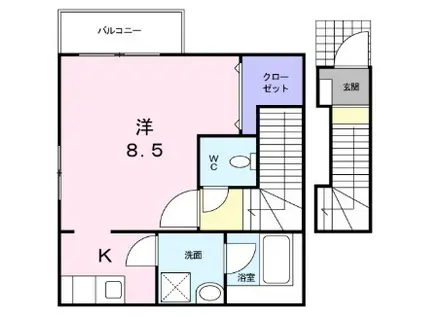 ドミール藤(1K/2階)の間取り写真