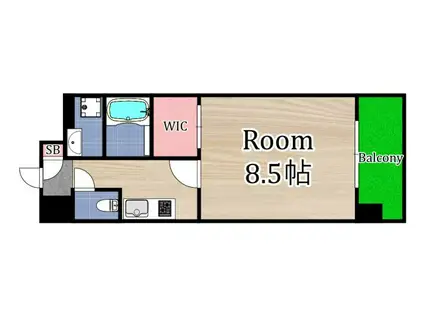パークヒルズ都島 縁(1K/6階)の間取り写真