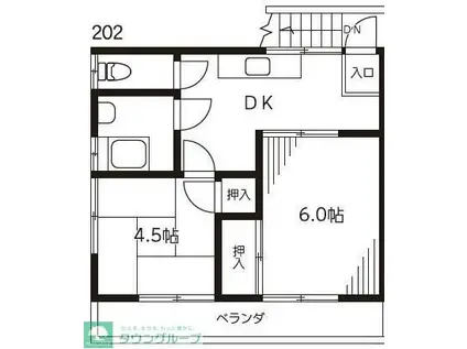 コーポ鴨志田(2DK/2階)の間取り写真