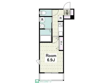 エトワール UKISIO(1K/2階)の間取り写真