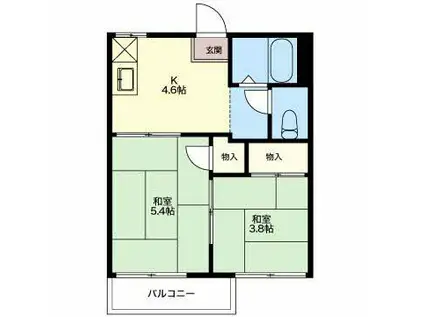 サンピアゴトーB(2K/2階)の間取り写真