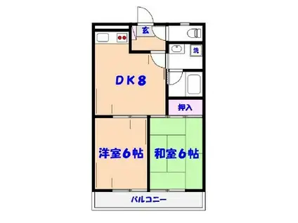 ヴィーア・パルコ(2DK/2階)の間取り写真