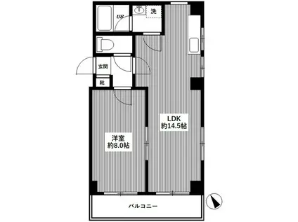 山岸ビル(1LDK/3階)の間取り写真