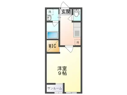 KINA・HILLS(1K/1階)の間取り写真