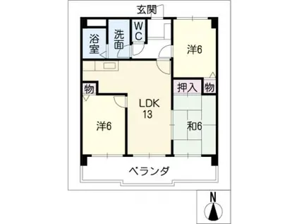 グレイス小牧(3LDK/1階)の間取り写真