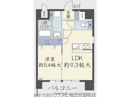 ノブレ梅北(1LDK/3階)の間取り写真