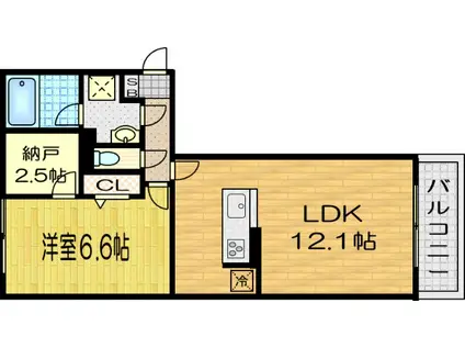 CHOUETTE川政(1SLDK/2階)の間取り写真