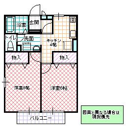 ラ・グラシューズI(2K/1階)の間取り写真
