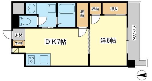 コーポラス神子岡前(1DK/3階)の間取り写真