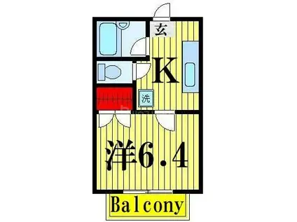 パルク・ステューディオA(1K/2階)の間取り写真