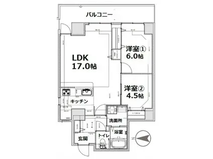シティコート目黒II(2LDK/2階)の間取り写真