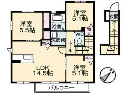 コンソラーレ・アイリス弐番館(3LDK/2階)の間取り写真