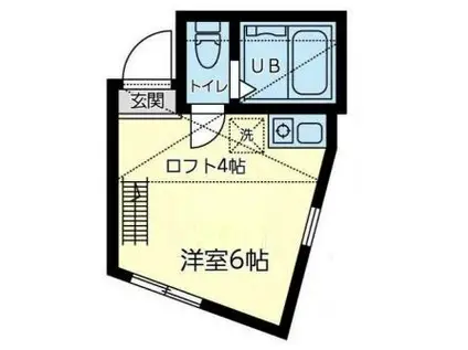 ユナイト本牧クリストフの杜(ワンルーム/1階)の間取り写真