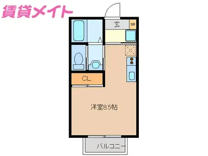 アストロボーイ(ワンルーム/2階)の間取り写真