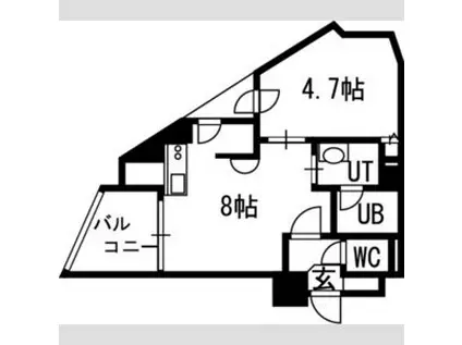 クラッセ円山ウエスト(1LDK/4階)の間取り写真