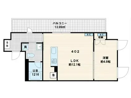 FULLEA代々木 フレア代々木(1LDK/4階)の間取り写真