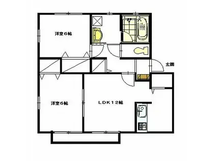 BRUNO E棟(2LDK/2階)の間取り写真