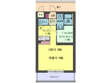 コルトーナ壱番館(1SK/3階)の間取り写真
