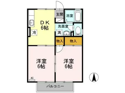 アルカンシェル(2DK/1階)の間取り写真