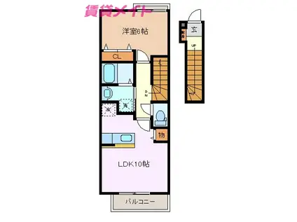 プリマヴェールI(1LDK/2階)の間取り写真