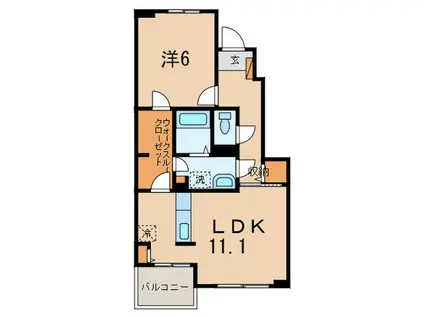 カーサアラモーダ(1LDK/1階)の間取り写真