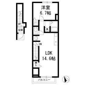 パールオハナ(1LDK/2階)の間取り写真
