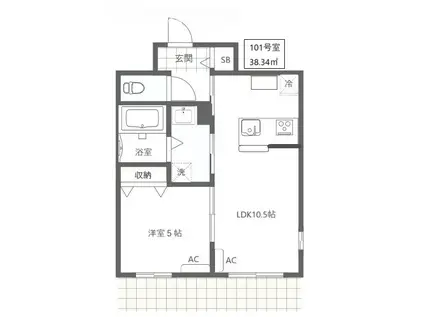 グレイス(1LDK/1階)の間取り写真