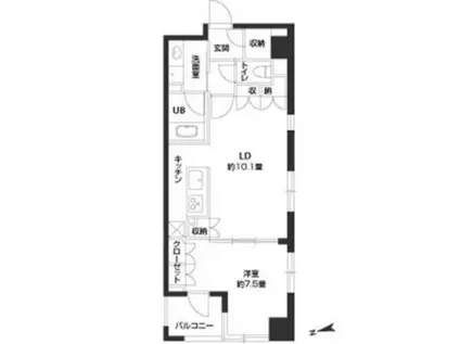 パークキューブ銀座イースト(1LDK/7階)の間取り写真