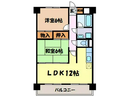 扶桑ハイツI(2LDK/4階)の間取り写真