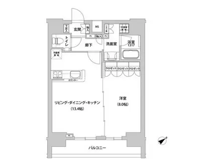 メトロステージ上野(1LDK/7階)の間取り写真