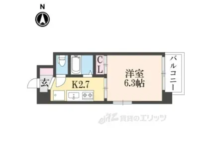 アクアプレイス京都東寺(1K/2階)の間取り写真