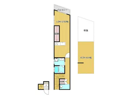 ブロンテ五色山(ワンルーム/2階)の間取り写真