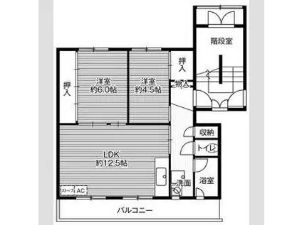 ビレッジハウス潮見ヶ丘4号棟(2LDK/4階)の間取り写真
