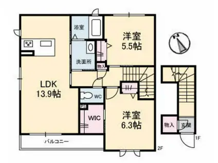サン・ドルフ(2LDK/2階)の間取り写真