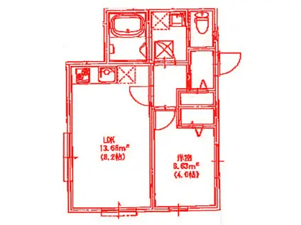 ブライト白幡上町(1LDK/1階)の間取り写真
