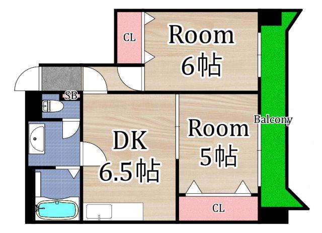 エクセルシオール城東(2DK/9階)の間取り写真