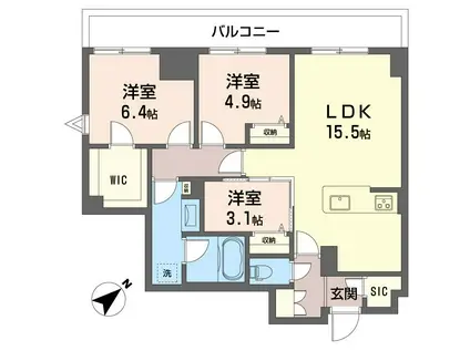 グランフォレスタ 二子玉川(3LDK/2階)の間取り写真