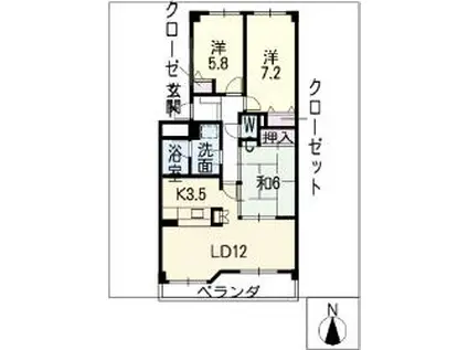 エスペランサII(3LDK/4階)の間取り写真