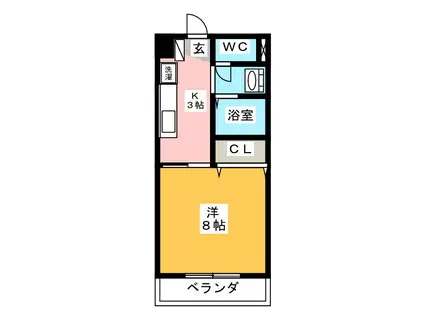 ESPOIR IWASE(1K/2階)の間取り写真