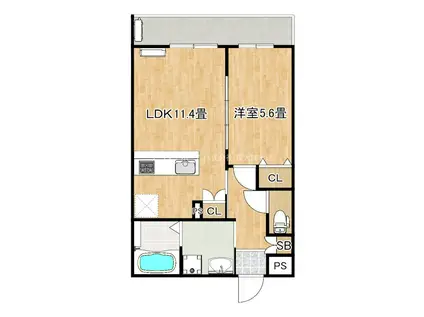 ひまわり(1LDK/1階)の間取り写真