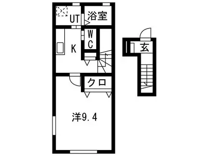 ＪＲ東北本線 六原駅 徒歩20分 2階建 築1年(1K/2階)の間取り写真