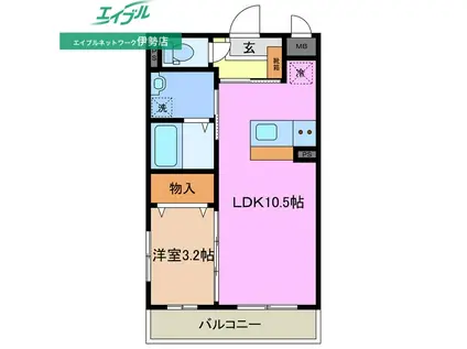 アンジューIX(1LDK/1階)の間取り写真