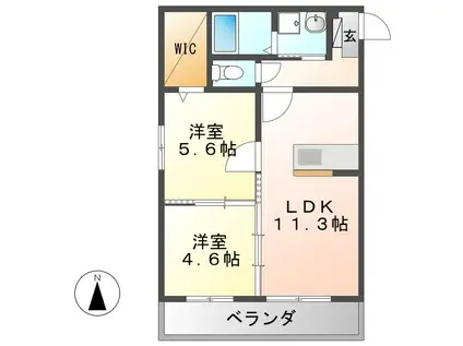 ハートフルマンションI3(2LDK/2階)の間取り写真